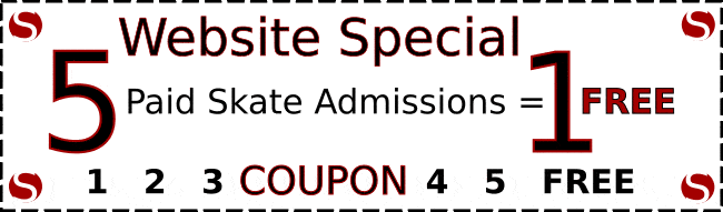 Website Special 5 Paid Skate Admissions = 1 FREE Coupon, THE SPOT in Del Rio, Texas