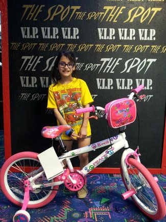 2014-2015 End of Year School Party White and pink bicycle winner